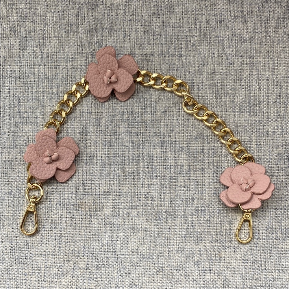 Nanette Lepore Gold and Pink Floral Purse Chain